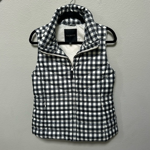 Talbots DOWN PUFFER VEST - BUFFALO CHECK, women’s size small - Picture 2 of 13